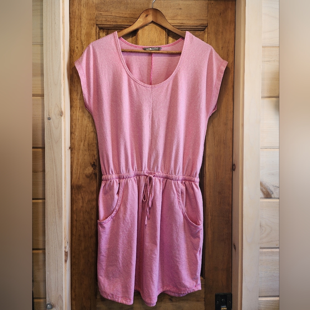 The North Face Pink Striped Dress with Drawstring Waist